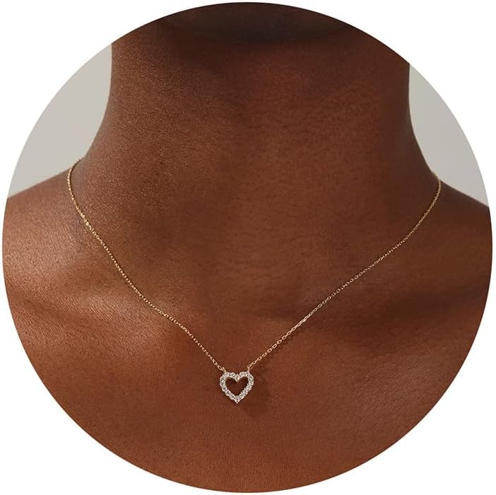 Ieftop Valentines Birthday Gifts for Women Teen Girls - Dainty 14K Gold/Silver Plated Cute Heart Handmade Disc Circle Bee Choker Adjustable Necklace for Women Teenage Girl Trendy Jewelry - Image 1